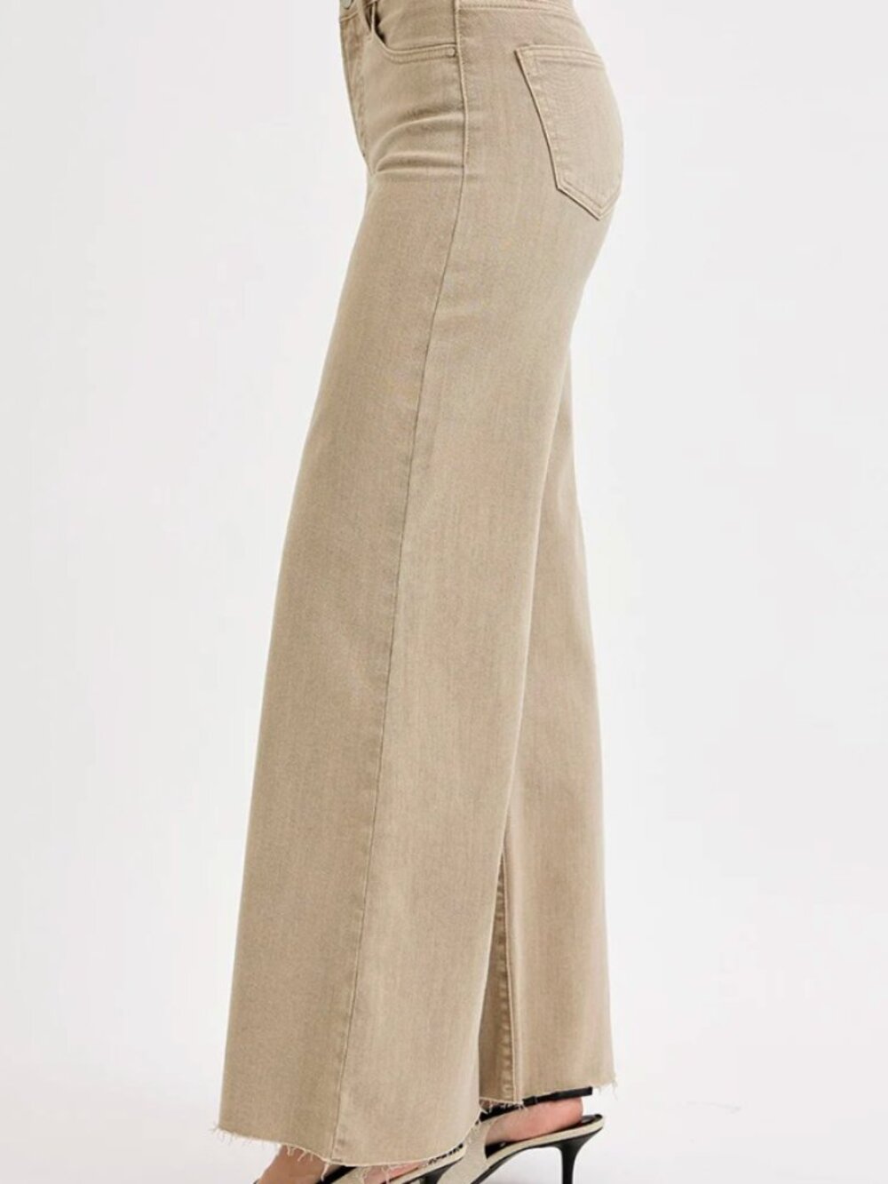 Risen Jeans Lurex Palazzo Taupe Pants Sz - Picture 2 of 8